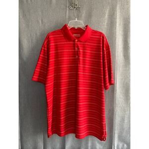 Nike Golf Fit Dry Men's XL Red Striped Polo Shirt Short Sleeve Performance